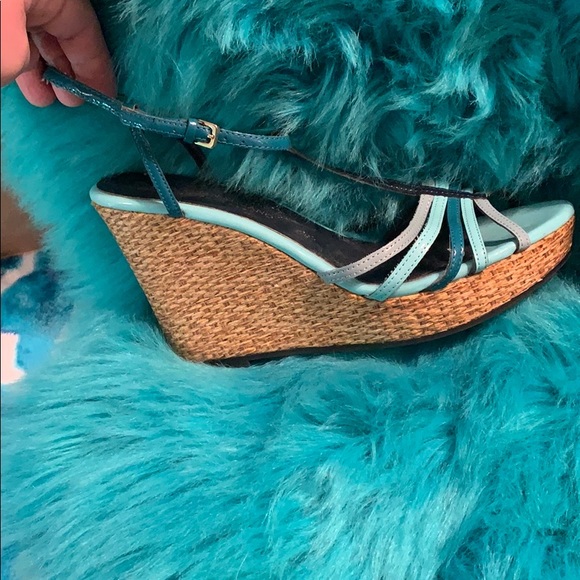 Christian Siriano EUC multi-blue strap wedges! - Picture 2 of 6